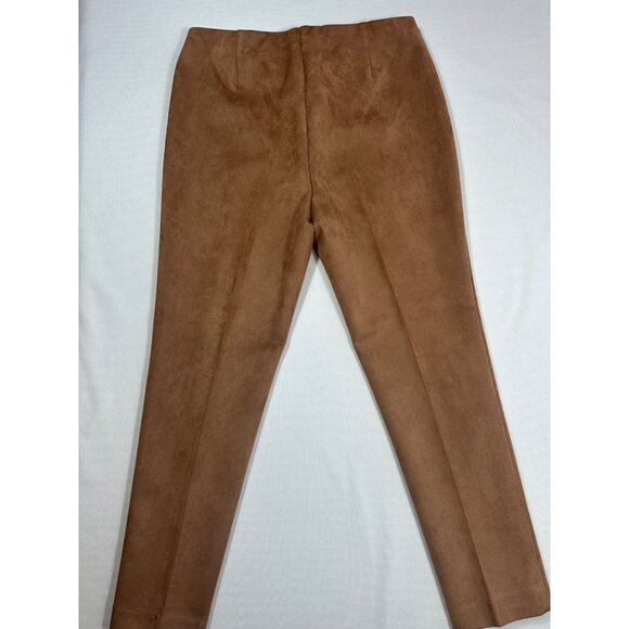 Anne Klein Faux Suede Pants Caramel Brown Size 14 - Picture 1 of 6